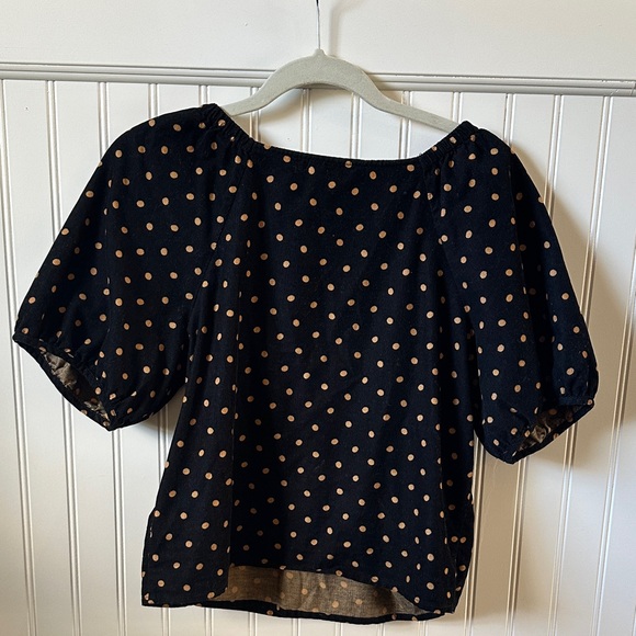 Madewell Black Blouse with Gold Polka Dots - Picture 3 of 3